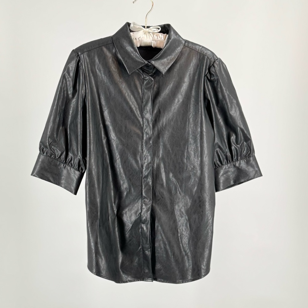 Tyler Boe Alice Vegan Leather Shirt in Black Size 8 - Picture 11 of 11